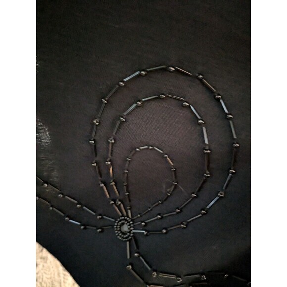 Vtg Liz Claiborne Wool Dress Women's L 90s A-line Black Beaded Chic Swing Y2K - Picture 9 of 16